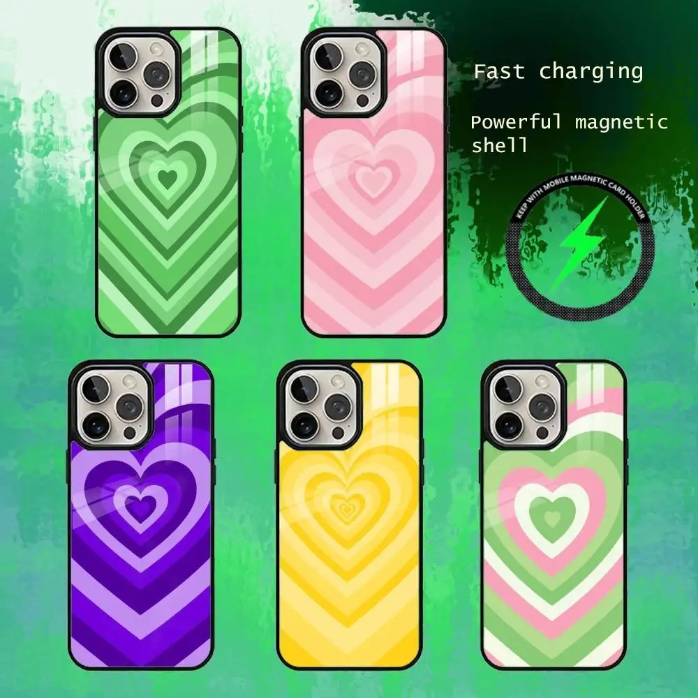 

Heart-Shaped Light Waves Phone Case For iPhone17,16,15,14,13 Plus,Pro Max Magnetic For Magsafe Wireless Charging