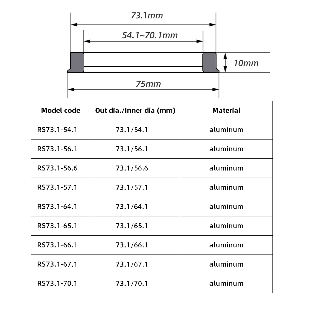 4pcs Car Hub Centric Rings Wheel Bore Center Spacer 73.1-54.1/56.1/56.6//64.1/65.1/66.1/67.1/70.1 mm