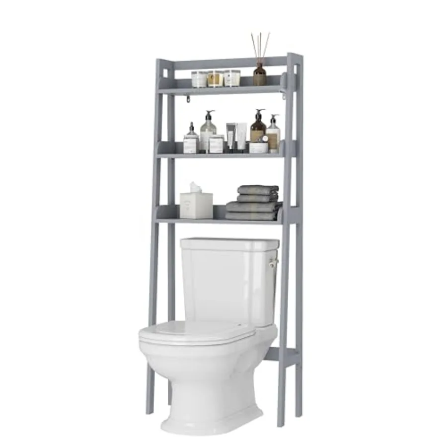 

Органайзер для ванной над унитазом, 3-ярусная полка для хранения над унитазом, серая, с практичными полками для ванной комнаты