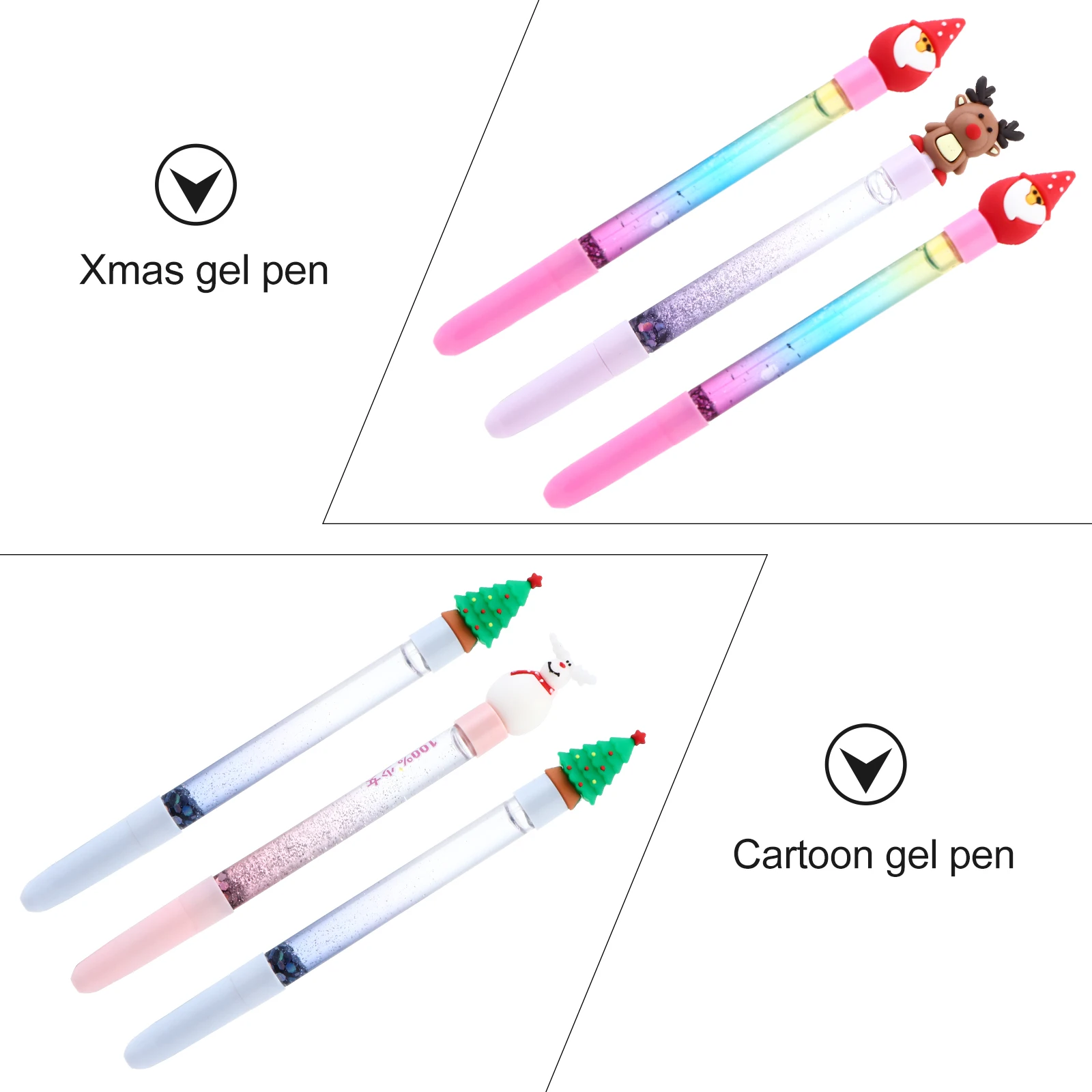 

6 Pcs Christmas Gel Pen Cartoon Animal Theme Plastic Pens Smooth Writing Comfortable Grip Gifts Students Teachers Office Workers