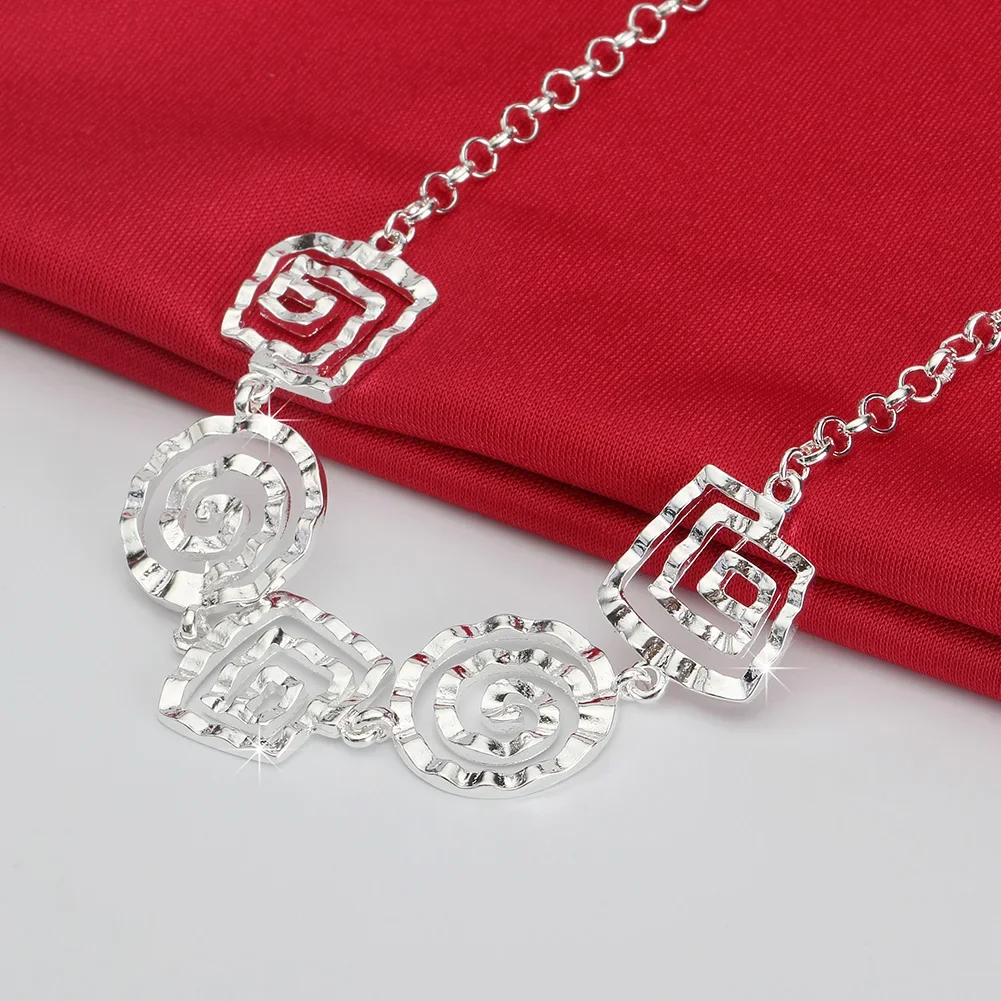 Special offer Spiral pattern 45cm 925 sterling silver Necklace For Women fine fashion party Wedding Jewelry Christmas gifts