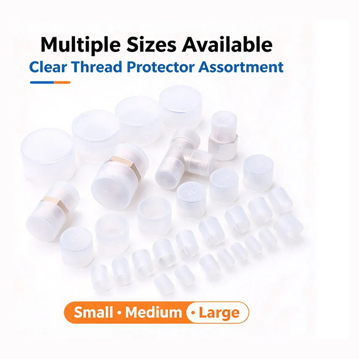 Transparent White Plastic External Thread Protector Cap, Screw Dust Shield Rubber Sleeve,Thread Guard Protective Cover for Bolts