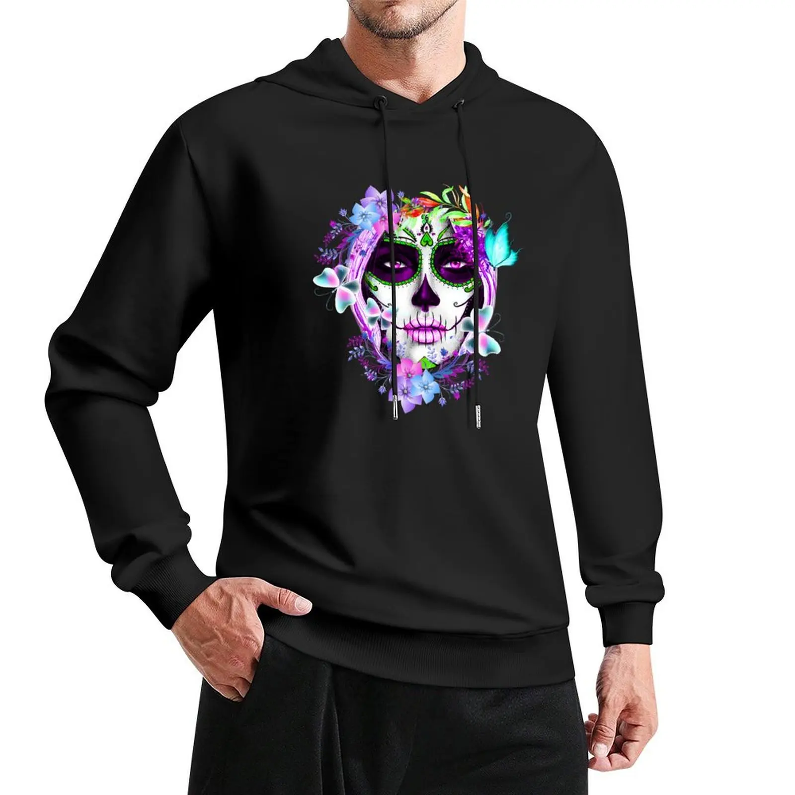 

Catrina, Mexican Sugar Skull Girl Pullover Hoodie korean autumn clothes korean clothes hooded shirt autumn graphic hoodie