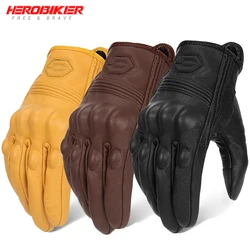 Motorcycle Leather Gloves Retro Motorcyclist Gloves Men Women Vintage Moto Motocross Gloves Motorcycle Accessories