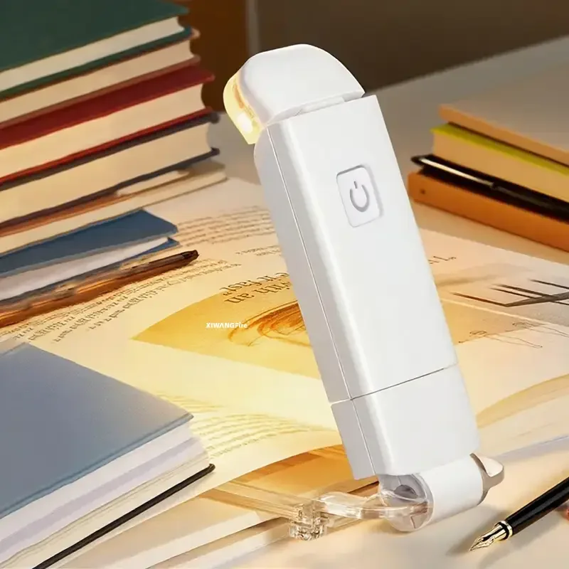 Mini Portable Folding LED Reading Lamp w/ Clip- Eye-Care ColorsAdjustable Brightness-Lightweight for Bedroom/Travel,Easy Storage