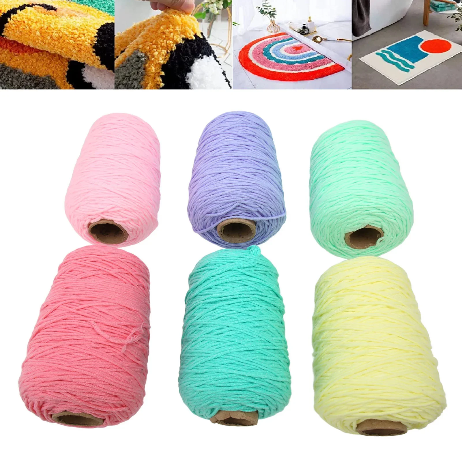 

6 Rolls Tufting Yarn 8 Shares 437 Yards Each Fade Resistant Shrink Resistant Carpet Knitting Yarn Rug Yarn For Weaving