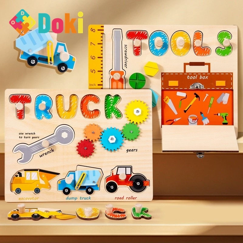 

Doki Toy Montessori Early Education 1-2 Year Old Baby Wooden Panel Block Paired Stereoscopic Puzzle Hand Grab Board New 2024
