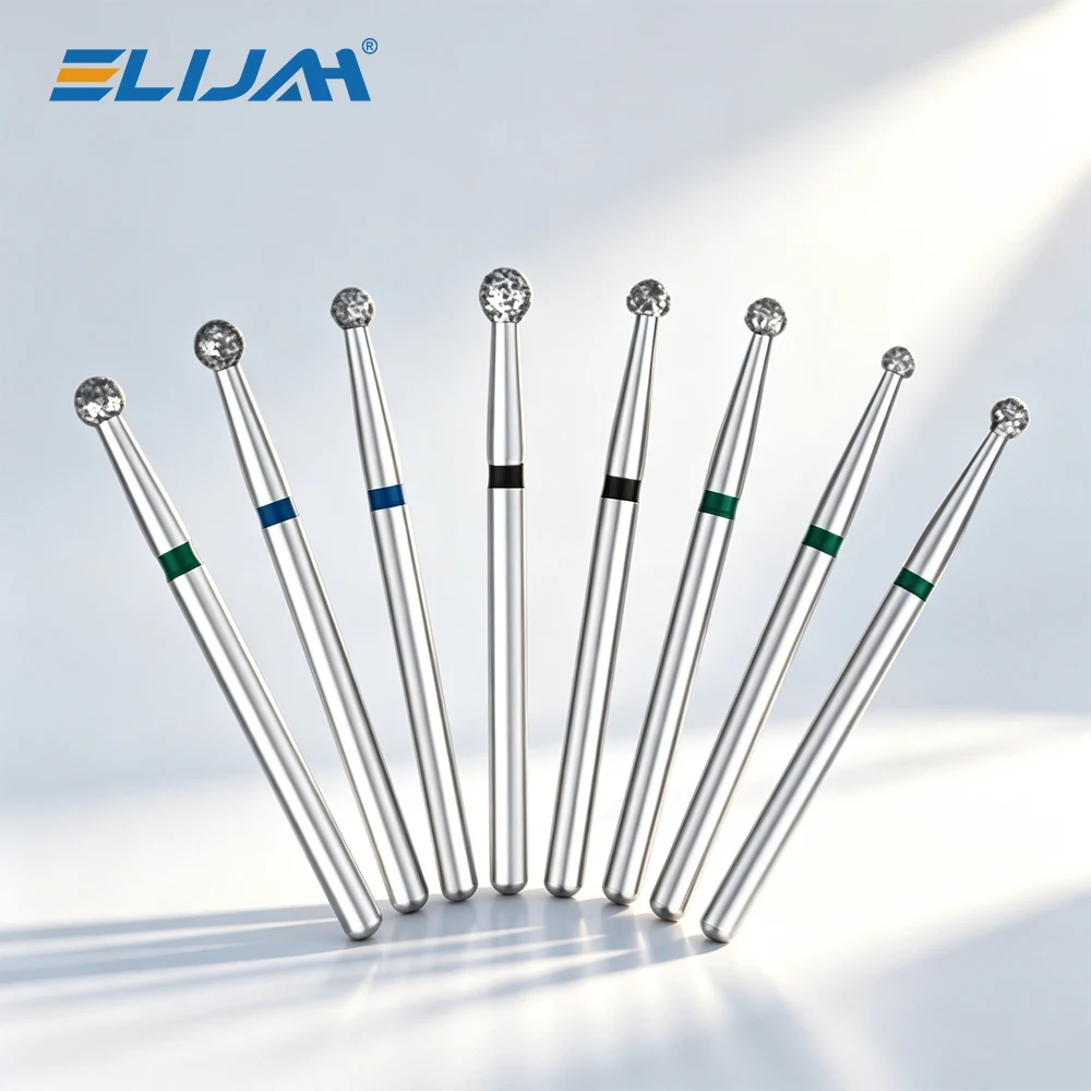 

ELIJAH 10pcs/Pack Dental Diamond Burs Drill Ball Round Type 25mm FG 1.6mm For High Speed Handpiece 450000r/Min Dental Tool