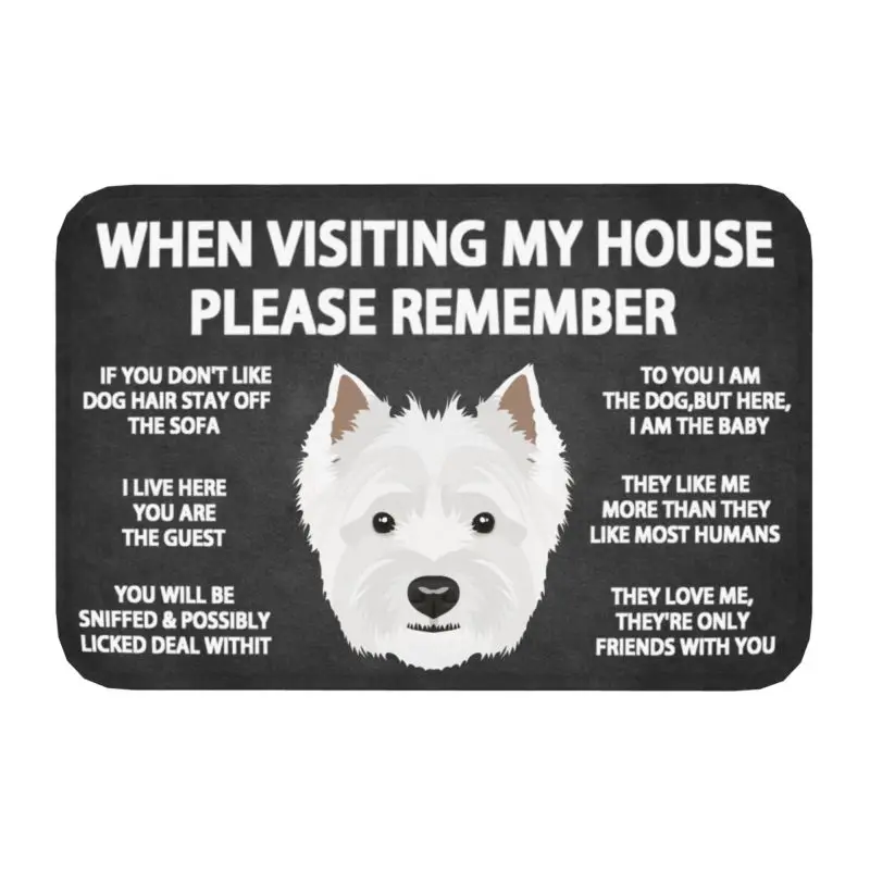 Custom Smiling West Highland White Terrier Doormat Mat Anti-Slip Westie Dog Bathroom Kitchen Toilet Rug Carpet 40*60cm