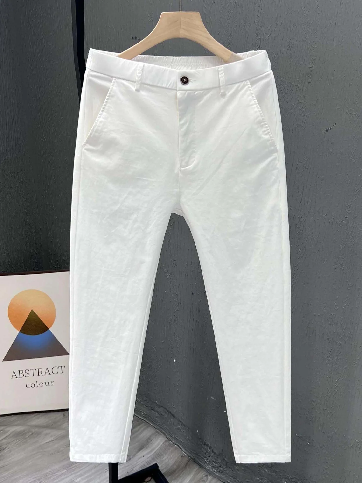 Été mince pur coton jambe droite pantalons décontractés hommes neuf points pantalons amples Version à la mode pantalons pour hommes amples pantalons kaki
