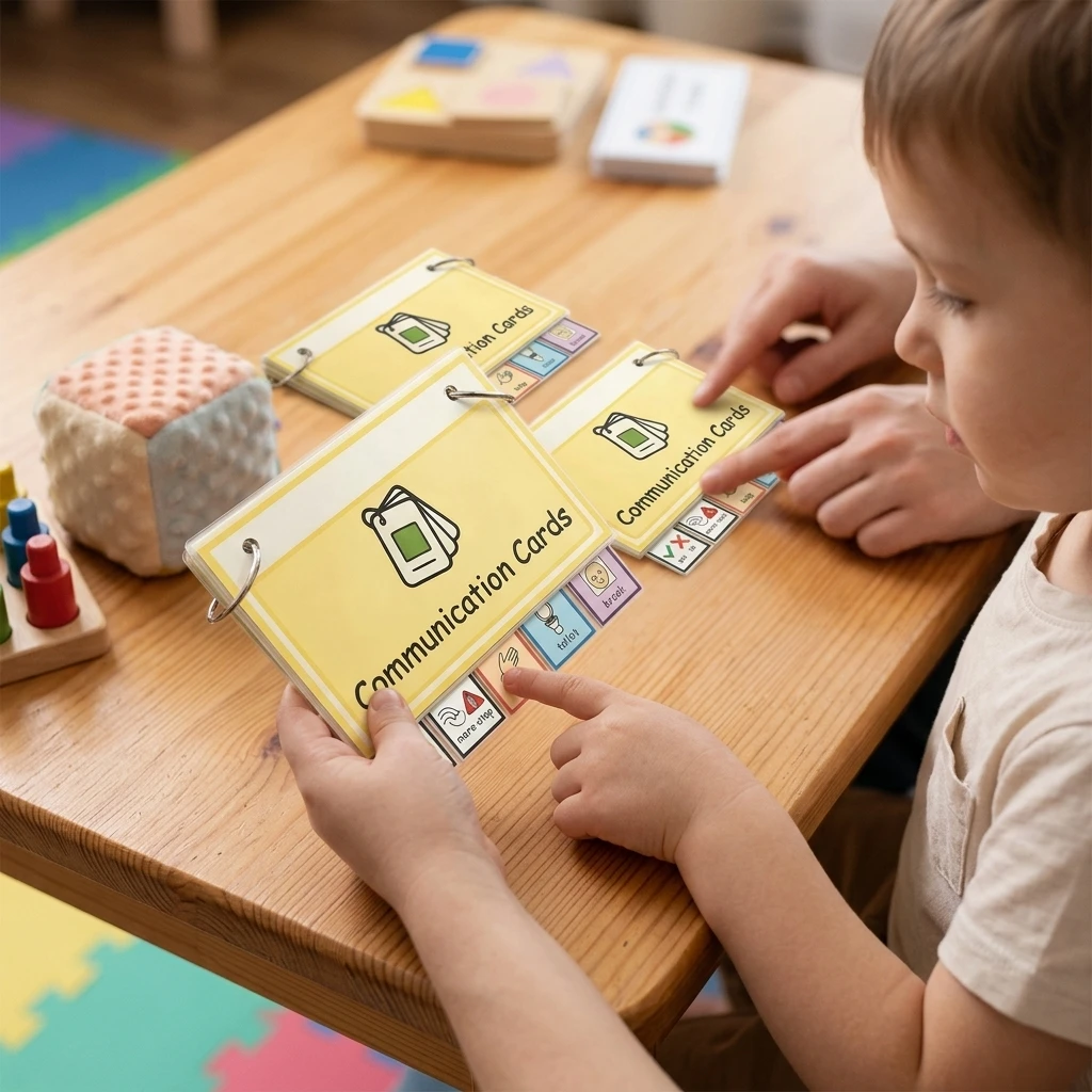 Communication Cards Waterproof Language Learning Set for Kids Speech Therapy Visual Aids Interactive Educational Flashcards