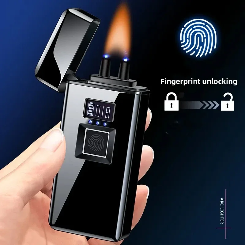 

Fingerprint Sensor Metal Windproof Pulse High Power Arc USB Rechargeable Lighter Power Display Lighter Men's High-end Gift