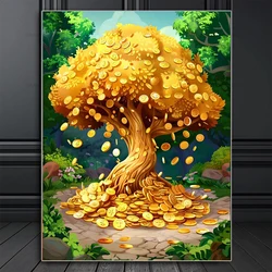 Pittura diamante fai da te albero dei soldi fantasia paesaggio mosaico immagine di strass punto croce ricamo kit albero della vita Decor