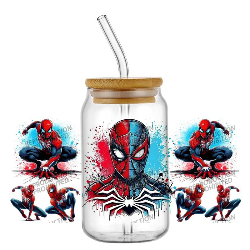 Beliebte Helden-Serie UV-DTF-Aufkleber für 16oz Becher, Tassen, Flaschen, DIY-Becherummantelung, kreative handgemachte Aufkleber, Heimdekoration
