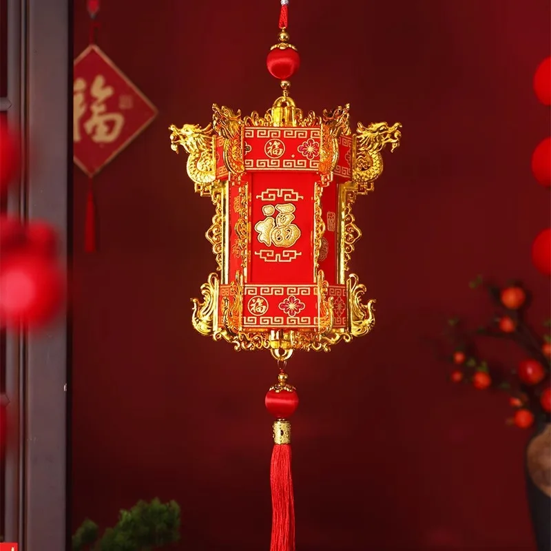 

2 Pieces Chinese New Year Lantern Spring Festival Balcony Gate Outdoor Hexagonal Palace Lantern Decoration Creative Ornament