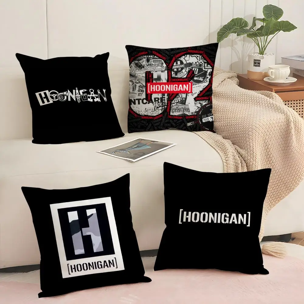 

H-Hoonigan Racing car Modification Cushion Cover Silky Short Plush with Invisible Zipper Dustproof Sofa Pillow Cover