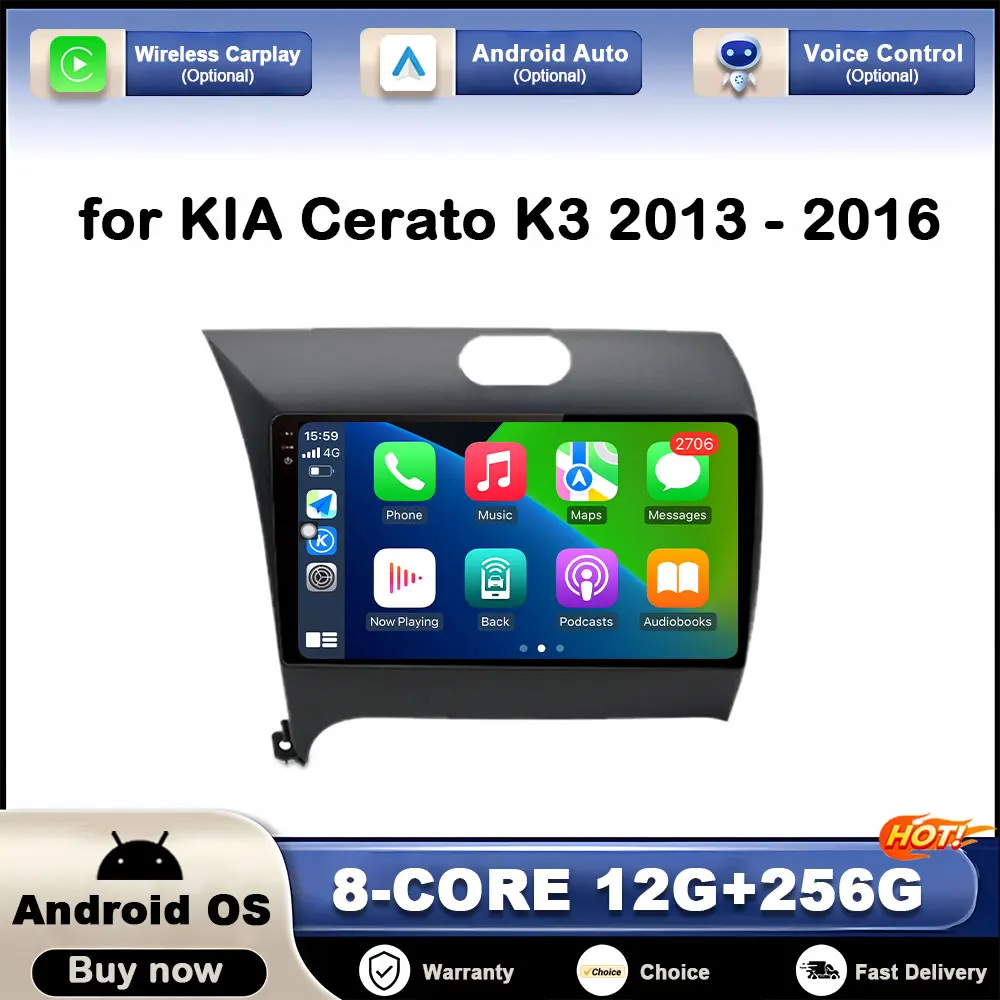 

for KIA Cerato K3 2013 - 2016 Car Video Radio Player GPS Navigation Head Unit Android Auto 2.5D Touch Screen 4G WiFi DSP Stereo