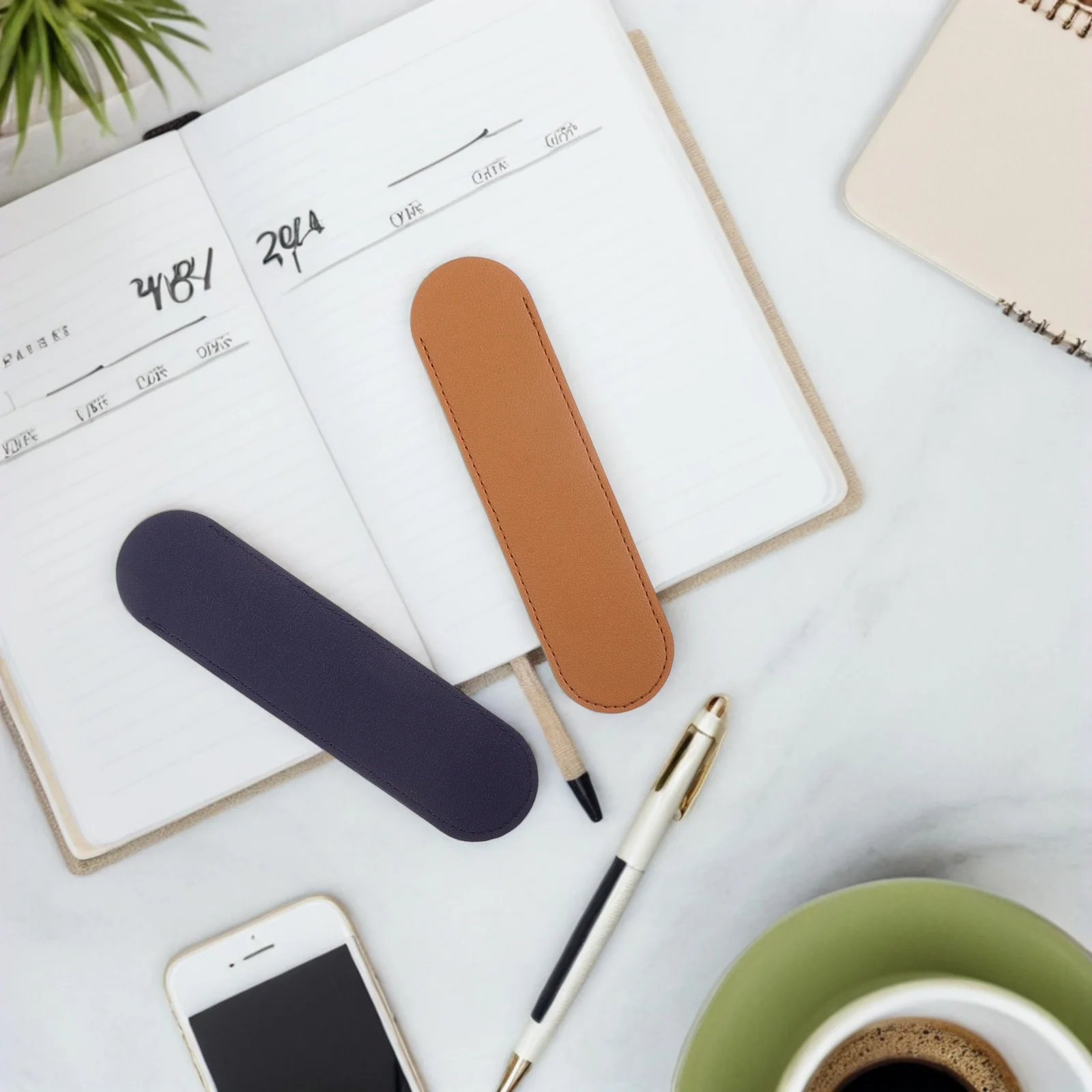 

14pcs Pu Sleeve Protective Pouch Thickened Pencil Holder Protection Use Pocket Pen Holder Strap Notebook