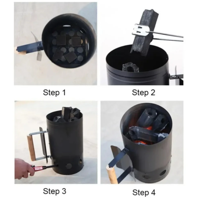 Outdoor Fire Starter Bucket For Multifunction Camping Barbecue Portable BlackFast Charcoal Ignition Barrel Carbon Stove BBQ Tool