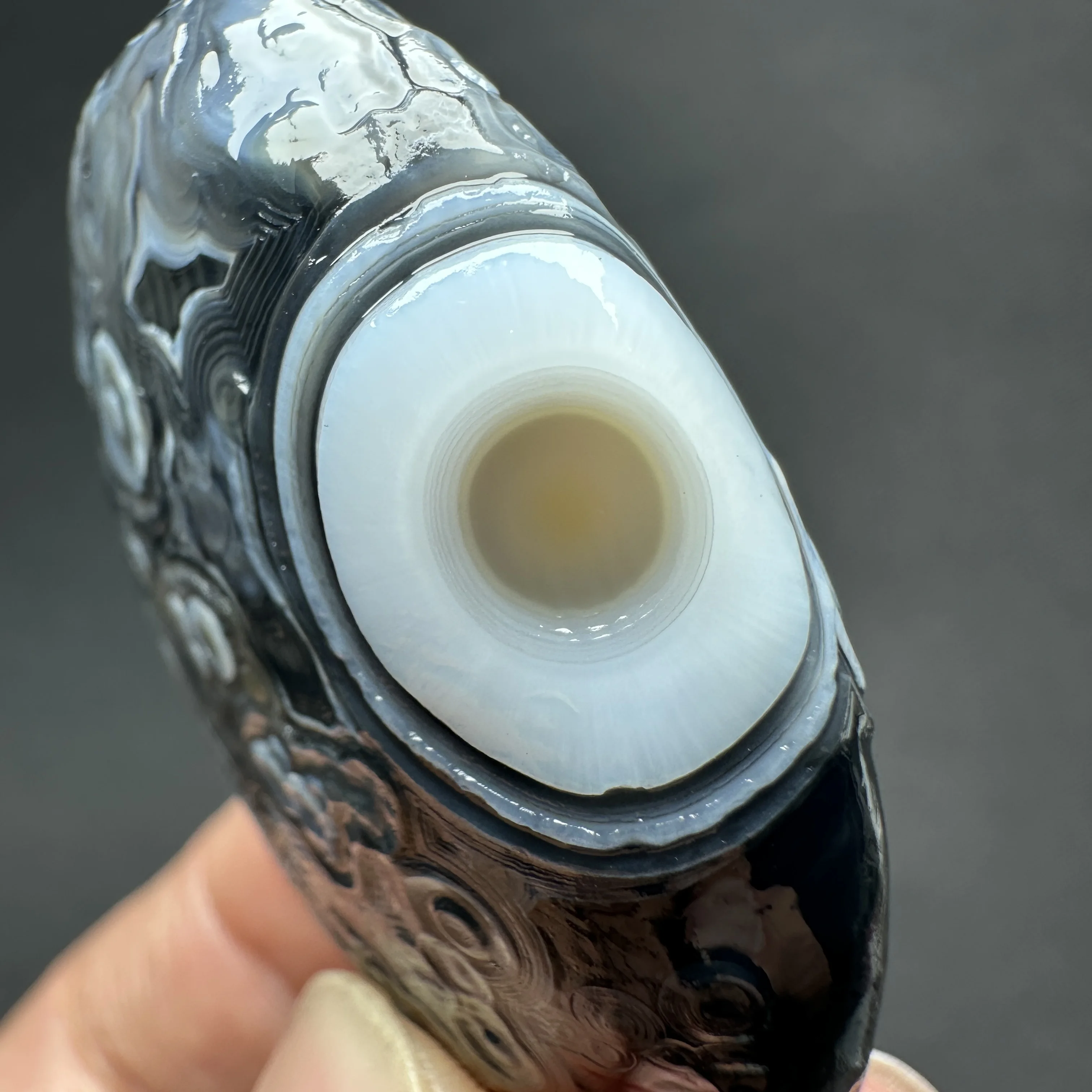 Natural Madagascar Ocean Jasper Palm Stone Black White Eye Agate Healing Crystal Massage Wand Collection view 5