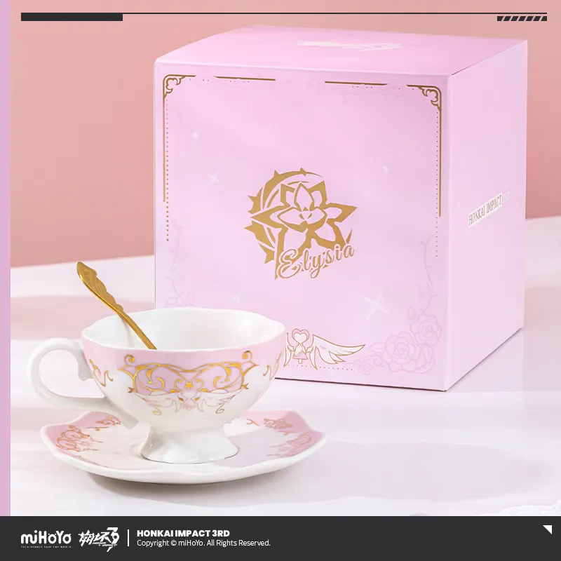 [Genuino] miHoYo Gioco Elysia Tazza da tè Honkai Impact 3 Elysia Tazza da tè pomeridiana Piattino Set Tazza di caffè Anime Prop Cosplay Regali di Natale