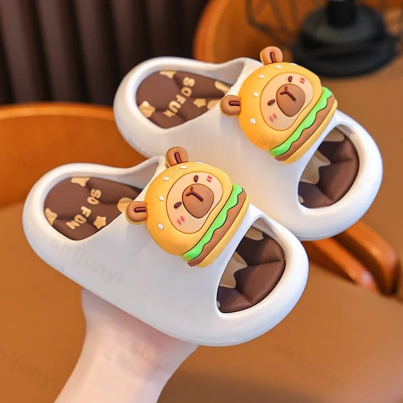 Capybara Slippers Children\'s Bathroom Sandals 2025 Summer Anti-slip Cartoon Slippers Resilience Rotatable Platform Kids Slippers