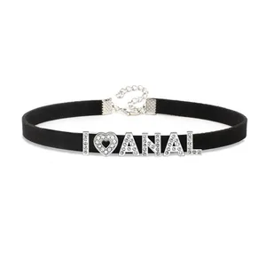 رسائل حجر الراين أنا أحب القلائد قلادة قلادة القلادة ، DIY القوطي Harajuku مخصص قلادة ، عشاق مجوهرات تأثيري ، مثير حار أفضل 8 طوق BDSM مخصص مبيعا - رقم 2