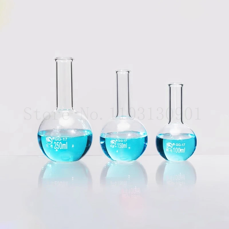 1pc Lab Glass 100ml-2000ml Flat Bottom Long Neck Flask for School Laboratory Experiment
