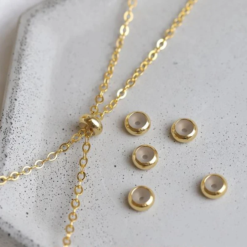 14K الذهب معبأ انزلاق سدادة الخرز 5 مللي متر/7 مللي متر الذهب سيليكون DIY بها بنفسك صنع المجوهرات قابل للتعديل سوار إكسسوارات