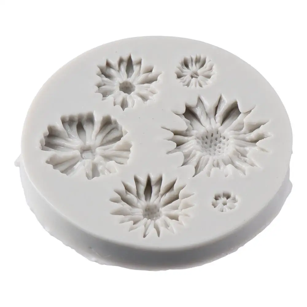 3 Stück Blumen ton formen, Gänseblümchen-Sonnenblumen-Rosen form Miniatur-Silikon formen,