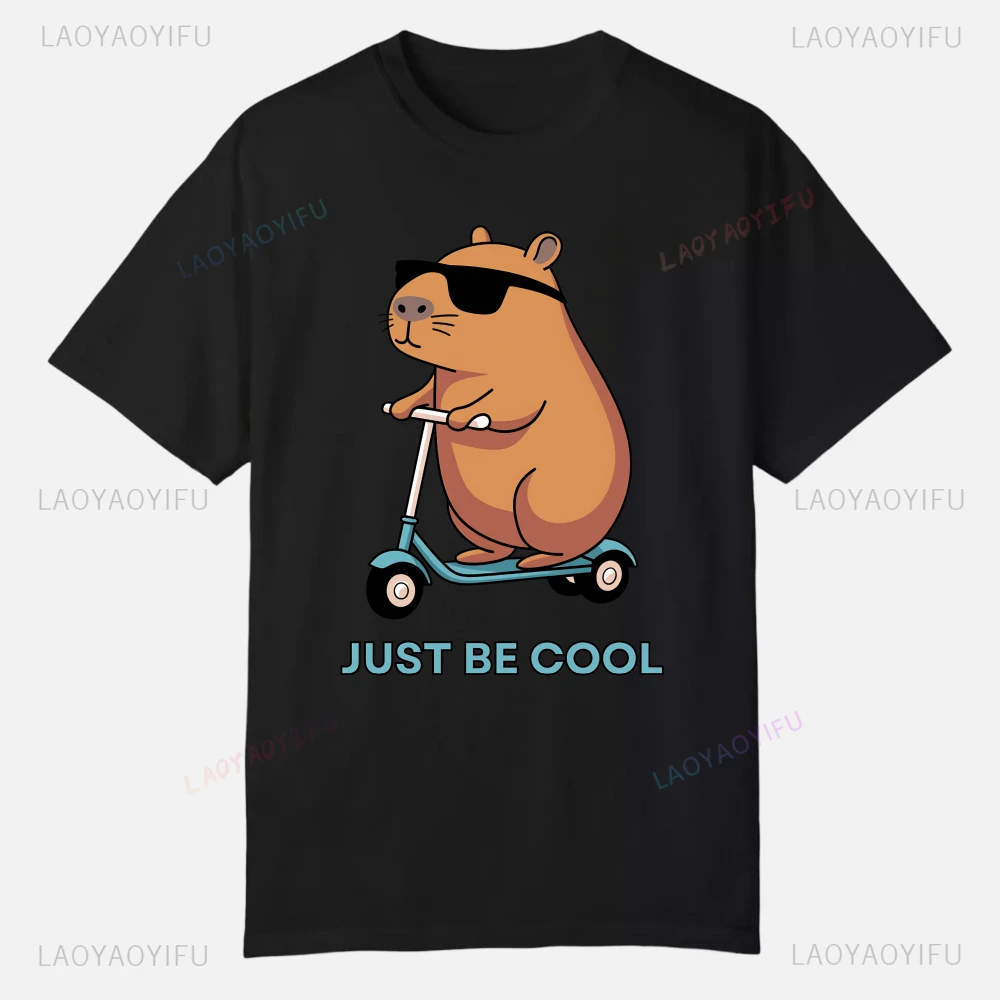 

Capybara Clothes Men Tops Graphic Short Sleeve Quality Tees Summer Clothing Custom Streetwear Funny T-shirt Printed Cotton Plain