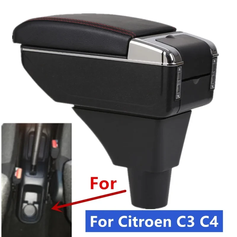 NEW For Citroen C3 Citroen C4 Armrest Box For Citroen C3 C4 Car Armrest Central storage Box with USB Interior Car Accessories