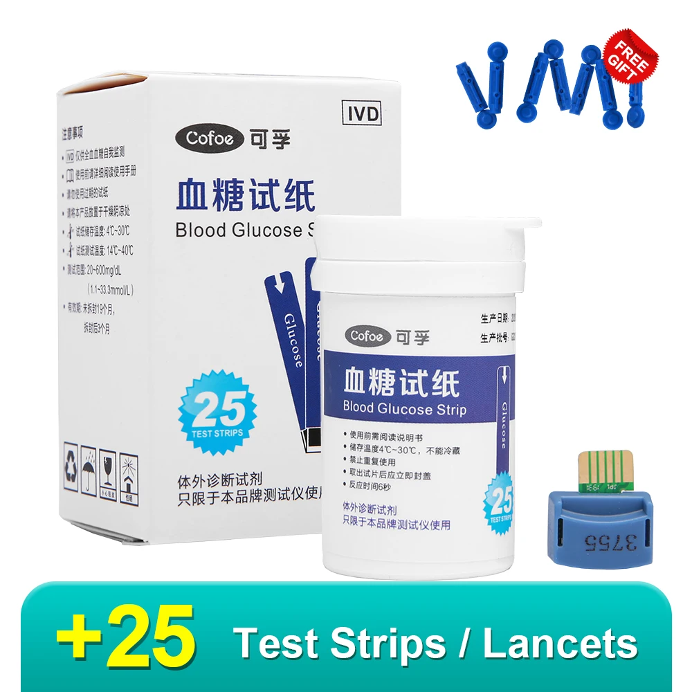 Cofoe kolesterol ürik asit kan şekeri Test şeritleri lansetler iğneler ile sadece Cofoe 3 in 1 RF-XT-01 tespit cihazı için