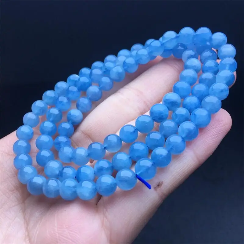 

6MM Natural Aquamarine Triple Circle Bracelet Fashion Crystal Quartz Gemstone Jewelry Reiki Healing Gift For Women 1pcs