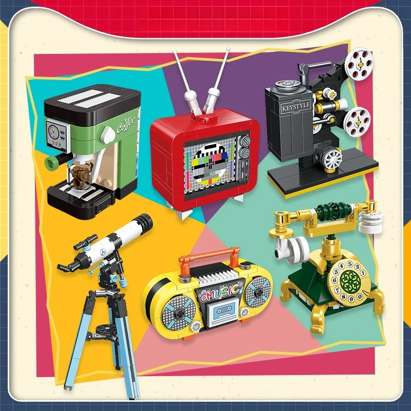 

New 90s vintage household appliance model ornaments, DIY assembly building block toys, gifts