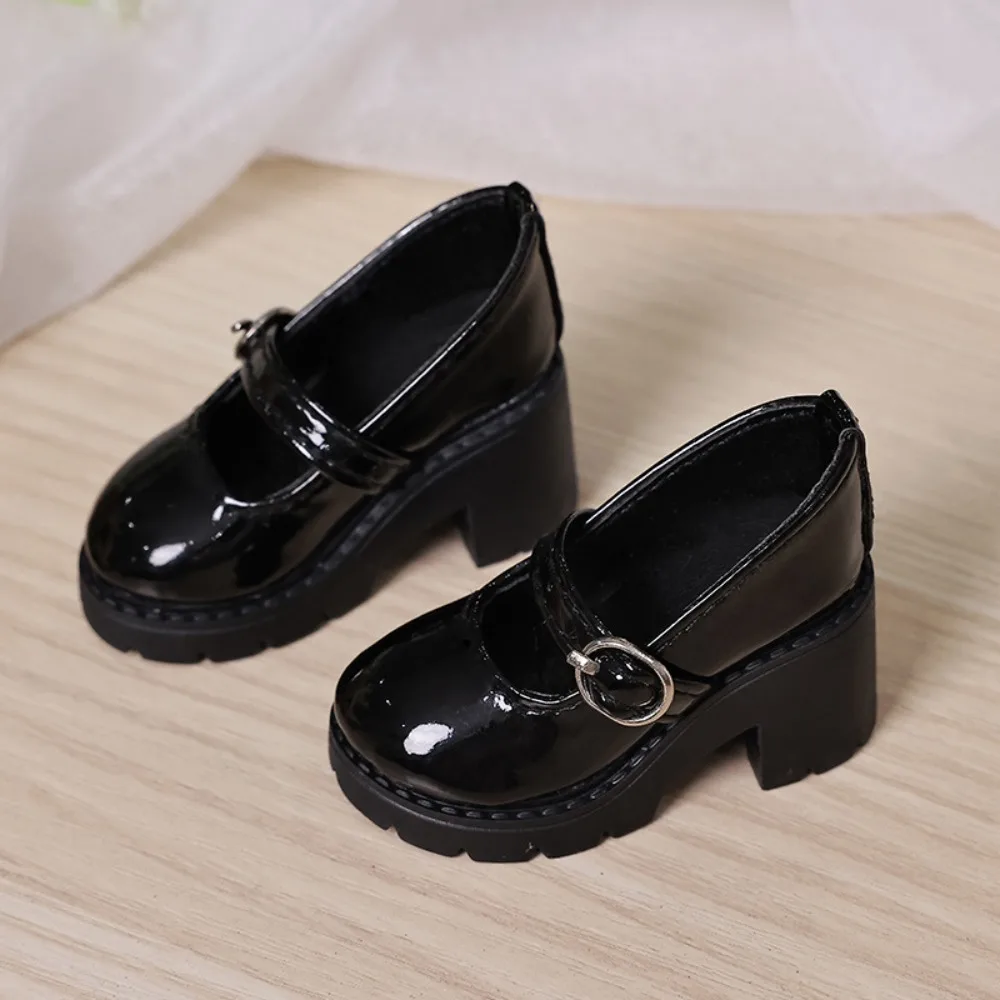 

Mini Shoes Thick Sole Bjd Doll Shoes High Heels Casual Wear Doll Leather Shoes Black Brown 6cm* 3cm 1/4 Doll Shoes DIY Toys