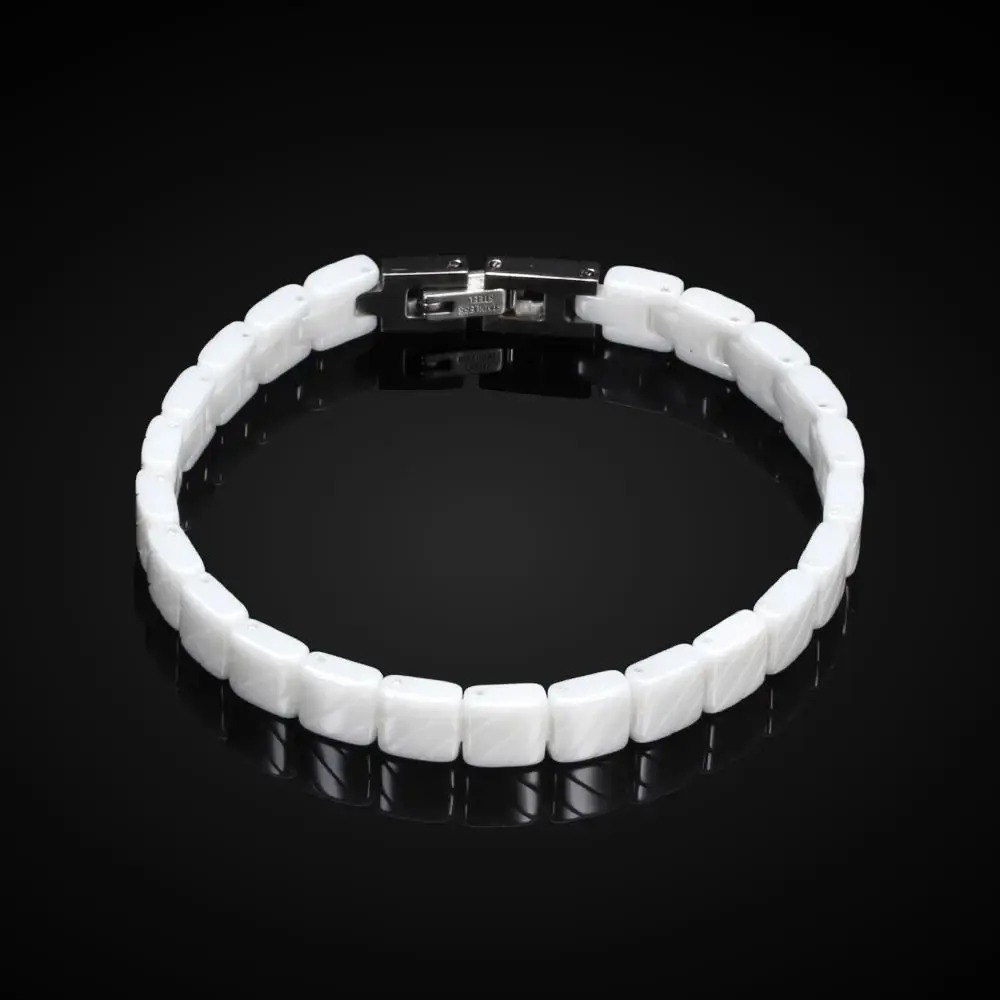 Ceramic 7MM fashion personality black and white patchwork bracelet Versatile adjustable bracelet for women jewelry gifts