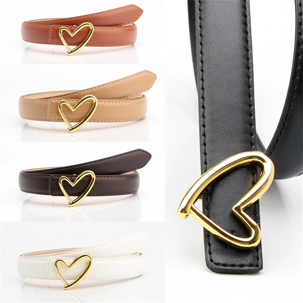 

Elegant fashion ladies jeans dress Pu Leather Decorative Love Buckle Belt K818