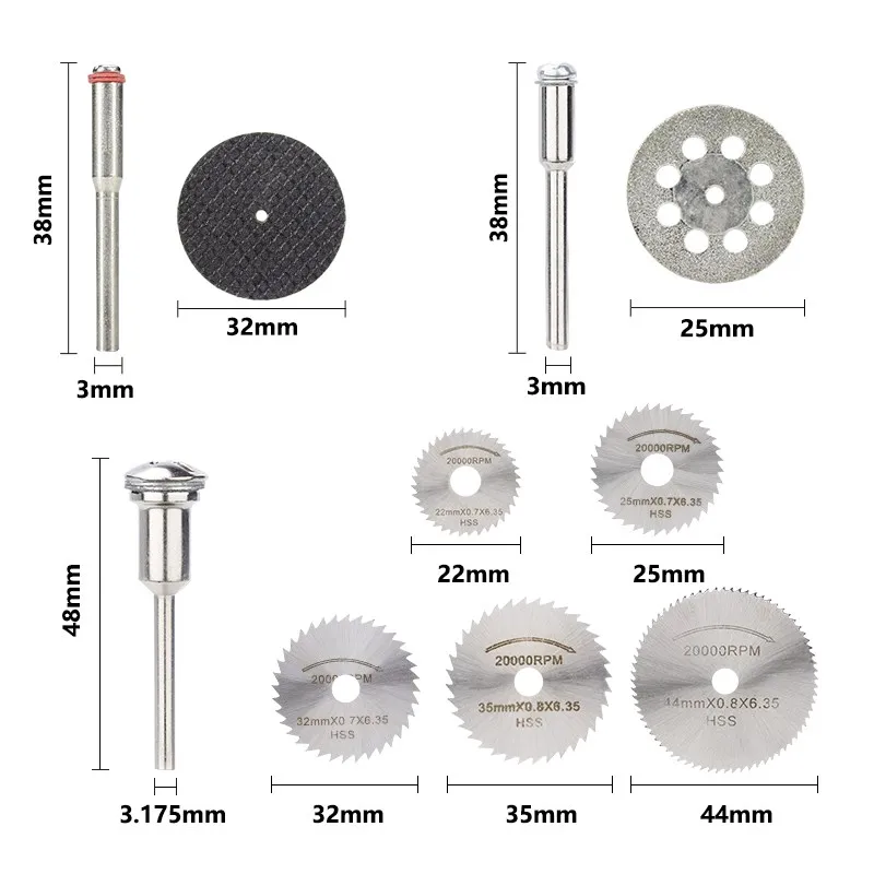 CMCP-hoja de sierra de diamante Circular HSS, ruedas de corte de diamante para Dremel, Mini taladro, accesorios de herramientas rotativas, 31 Uds.