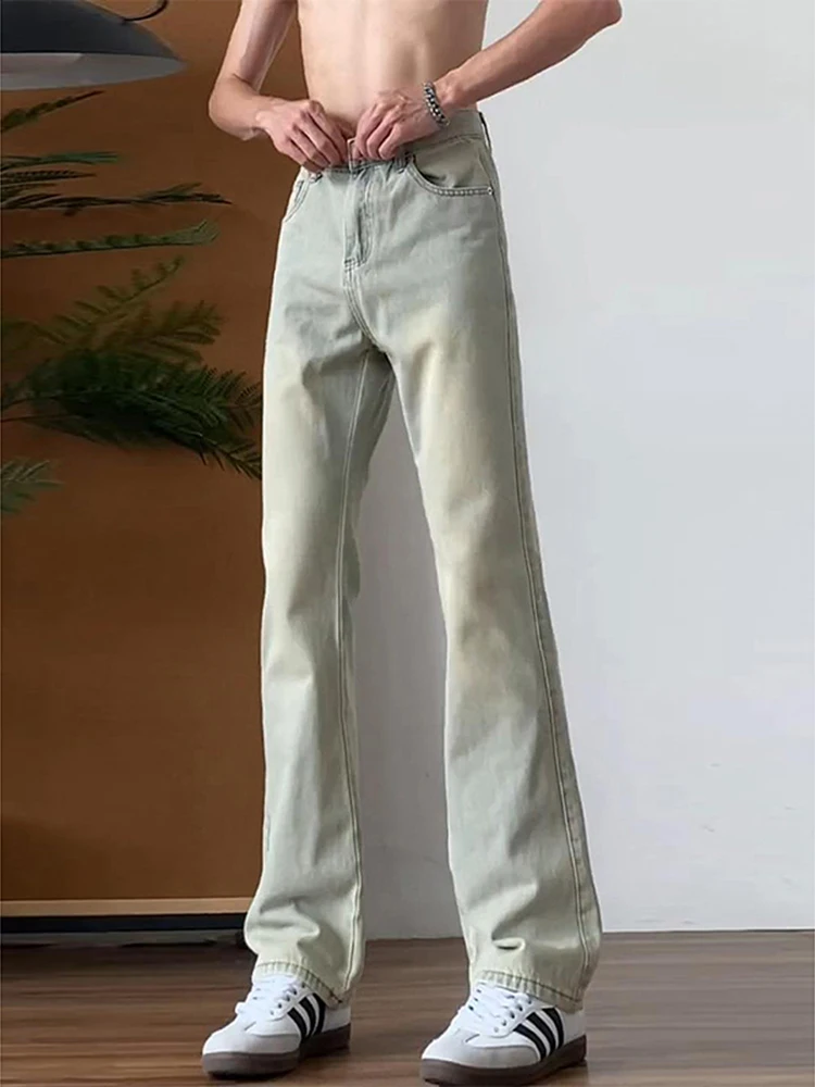 

Мужские джинсы в американском ретро-стиле, цвета желтой глины, с высокой посадкой, удлиненные, прямые, слегка зауженные, повседневные, молодежные, F...