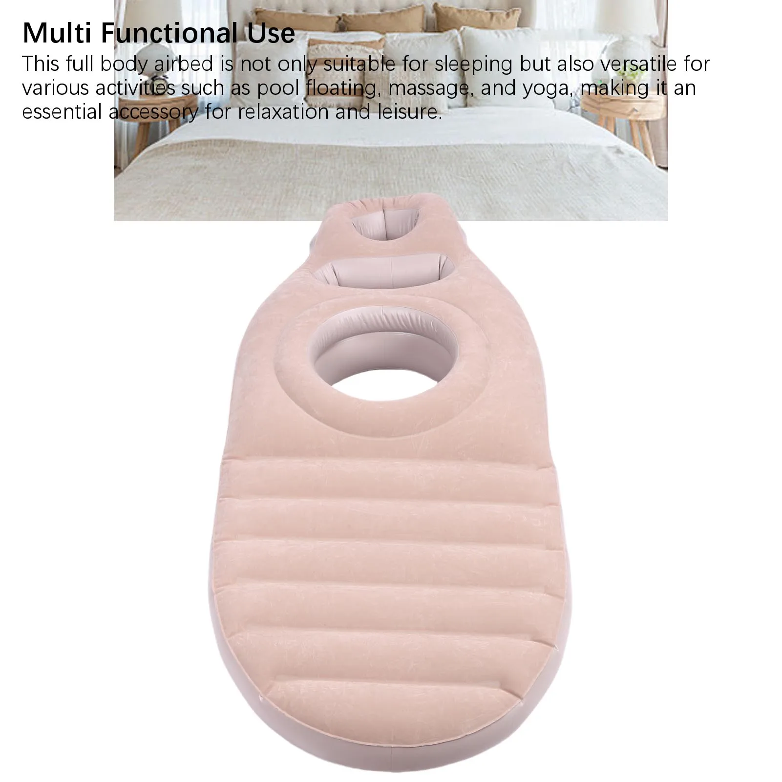 Inflatable Pillow Belly Hole Comfortable Safe PVC Inflatable Sleeping Support Lightweight Multifunctional for Pool