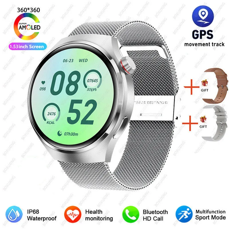 2026 Neue Watch 4 Pro GPS Smartwatch für Herren 360*360 AMOLED-Bildschirm Herzfrequenz Bluetooth-Anruf IP68 Wasserdicht Sport-Smartwatch für Männer