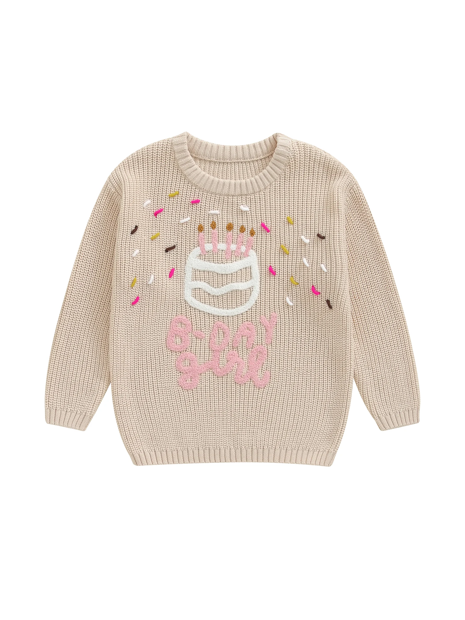 

Toddler Unisex Knit Sweater with Cute Embroidery Detail Cozy Crewneck Pullover for Boys and Girls Long Sleeve Winter Top for