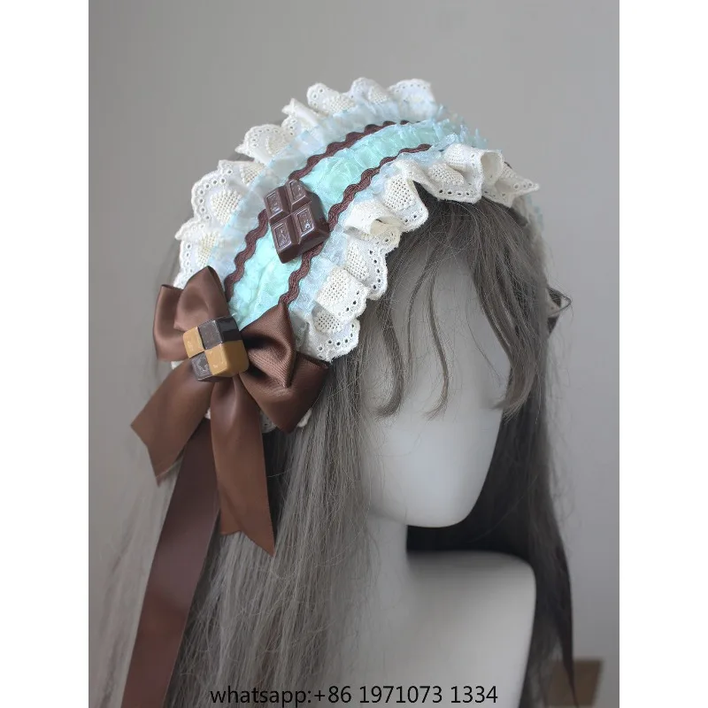 Original Handmade Lolita Small Things Cake Hat Top Hat Mint Chocolate Design Headband Lolita Hair Accessories Pair Clip Women