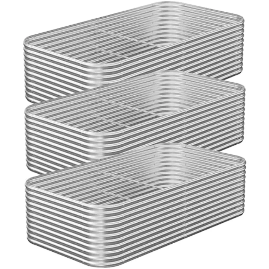 3 Pack Tall 4x2FT Corrugated Galvanized Steel Raised Garden Bed Outdoor Metal Above Ground Garden Bed for Vegetables and Flower