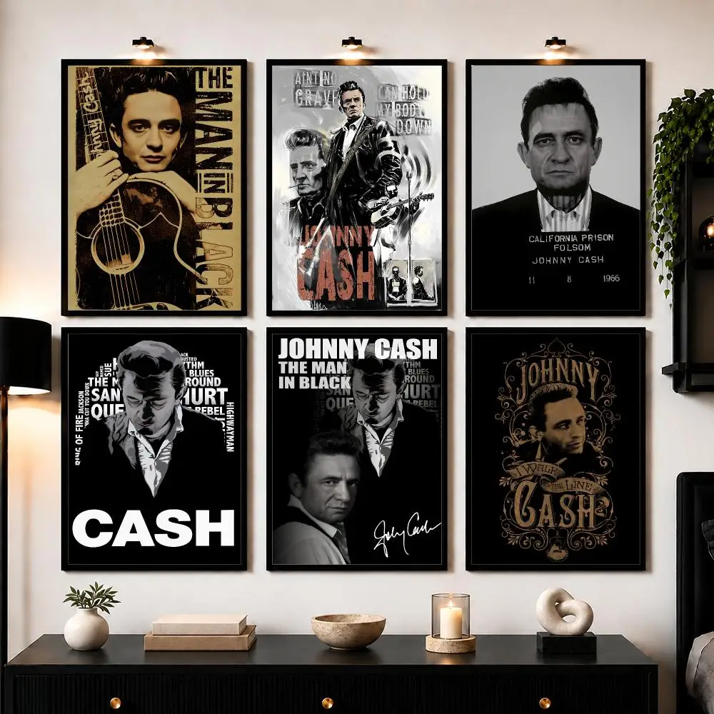 Star J-Johnny Cash Poster Modern Wall Art Sticker For Living Room Bedroom Bar Home Decor Mural Painting Decoration