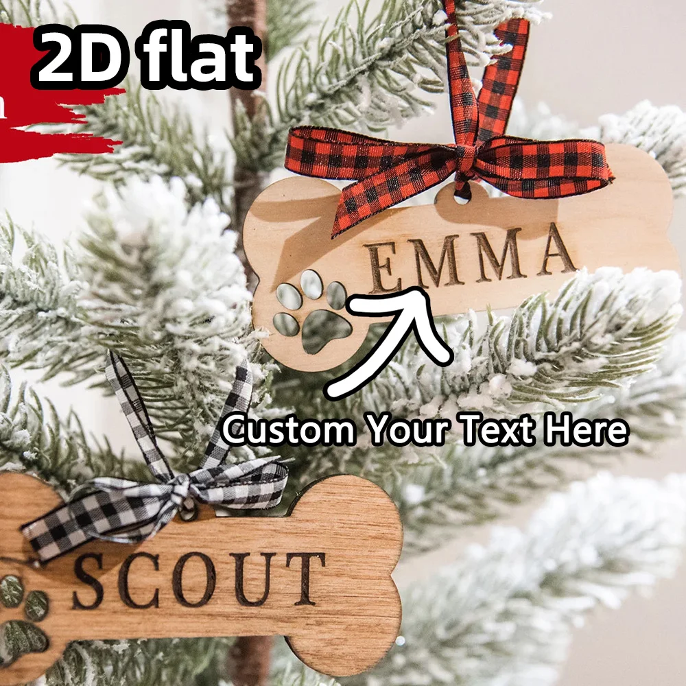 زينة عيد الميلاد للحيوانات الأليفة - تذكار مطبوع بمخالب الكلاب الخشبية - زخرفة شخصية - زينة شجرة العطلات المخصصة ومحبي الكلاب