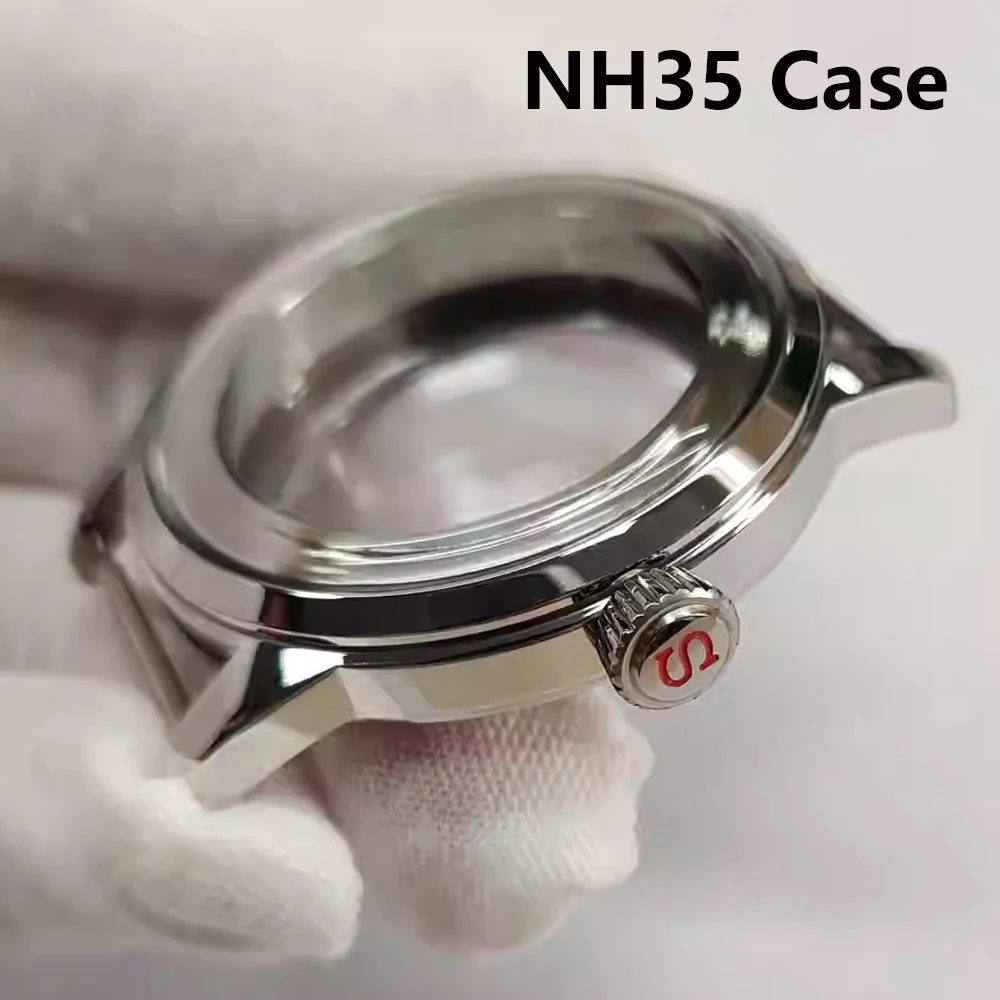 

Watch Case 40MM, Stainless Steel Mineral Glass Mirror S Crown Case NH35 Cover, for NH35/NH36 Movement 20mm Watch Strap Bracelet