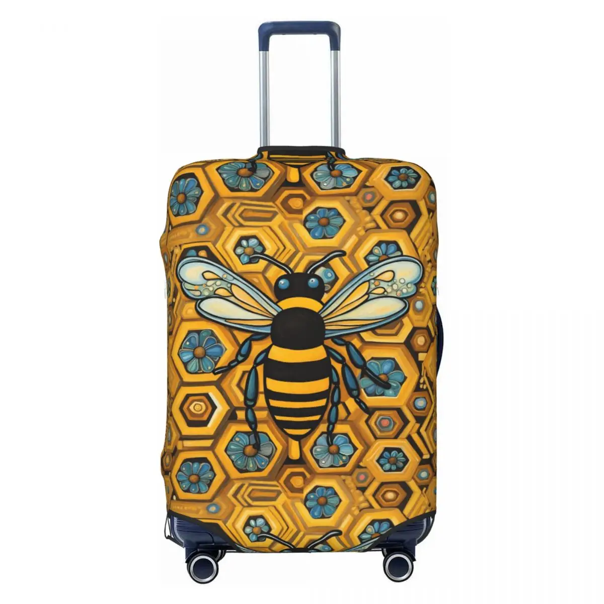 

Cute Bee And Honeycomb Print Luggage Cover Protector Washable Travel Suitcase Covers