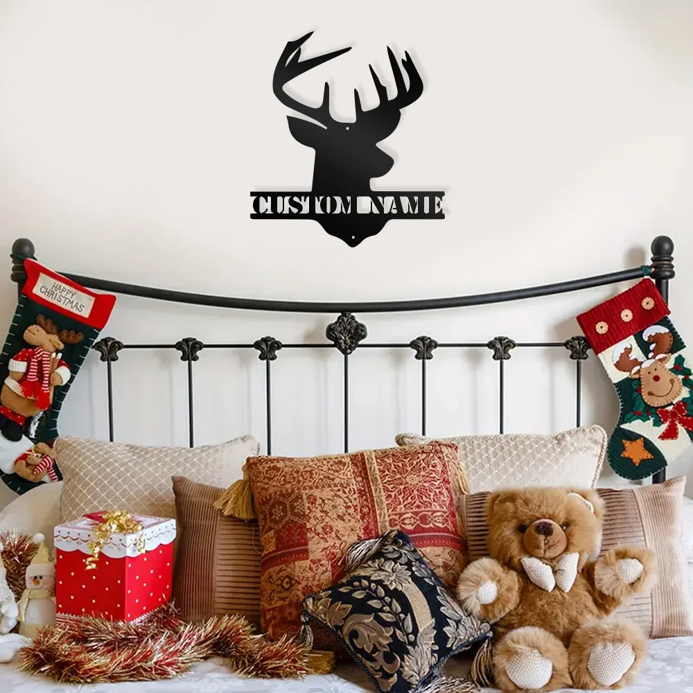 

1pc Huge deer Personalized Text Iron Wall Signs Metal Wall Plaque For Kids Rooms Home Decor